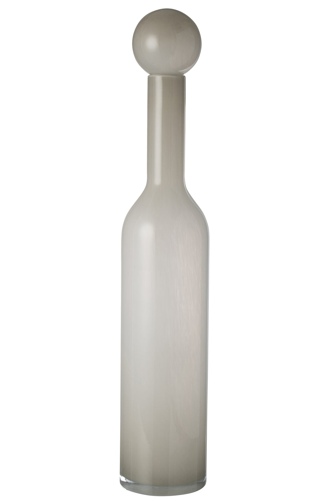 Vaas Fles+Dop Effen Glas Grijs Groot