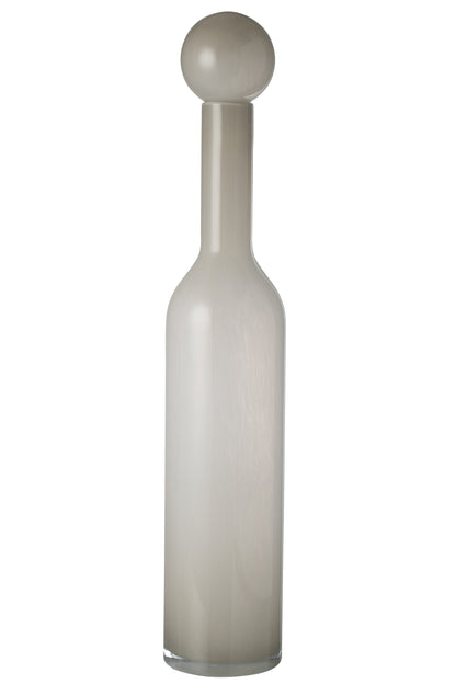 Vaas Fles+Dop Effen Glas Grijs Groot