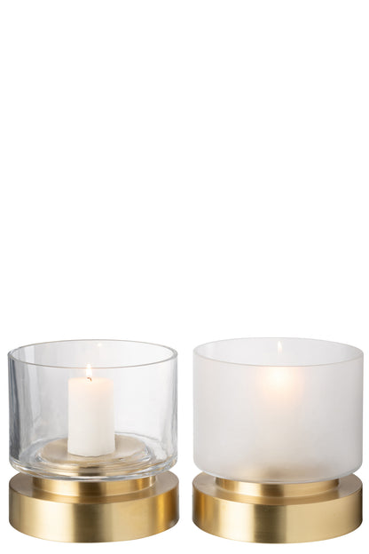 Kaarsenhouder/Vaas Pia Glas/Koper Transparant/Goud Klein Assortiment Van 2