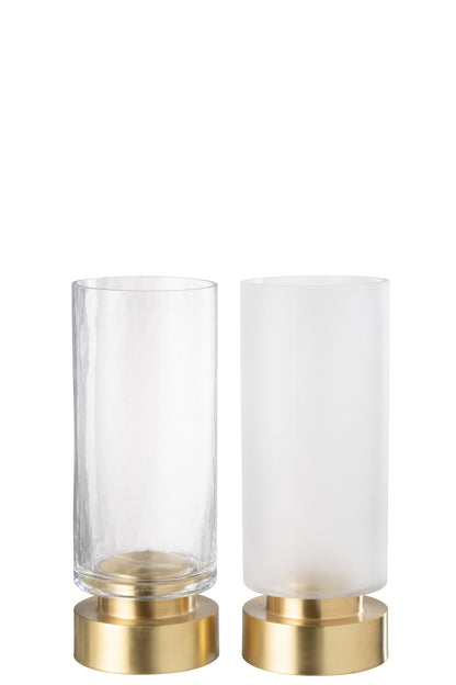 Kaarsenhouder/Vaas Pia Glas/Koper Transparant/Goud Medium Assortiment Van 2