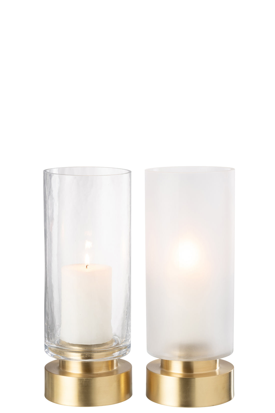 Kaarsenhouder/Vaas Pia Glas/Koper Transparant/Goud Medium Assortiment Van 2