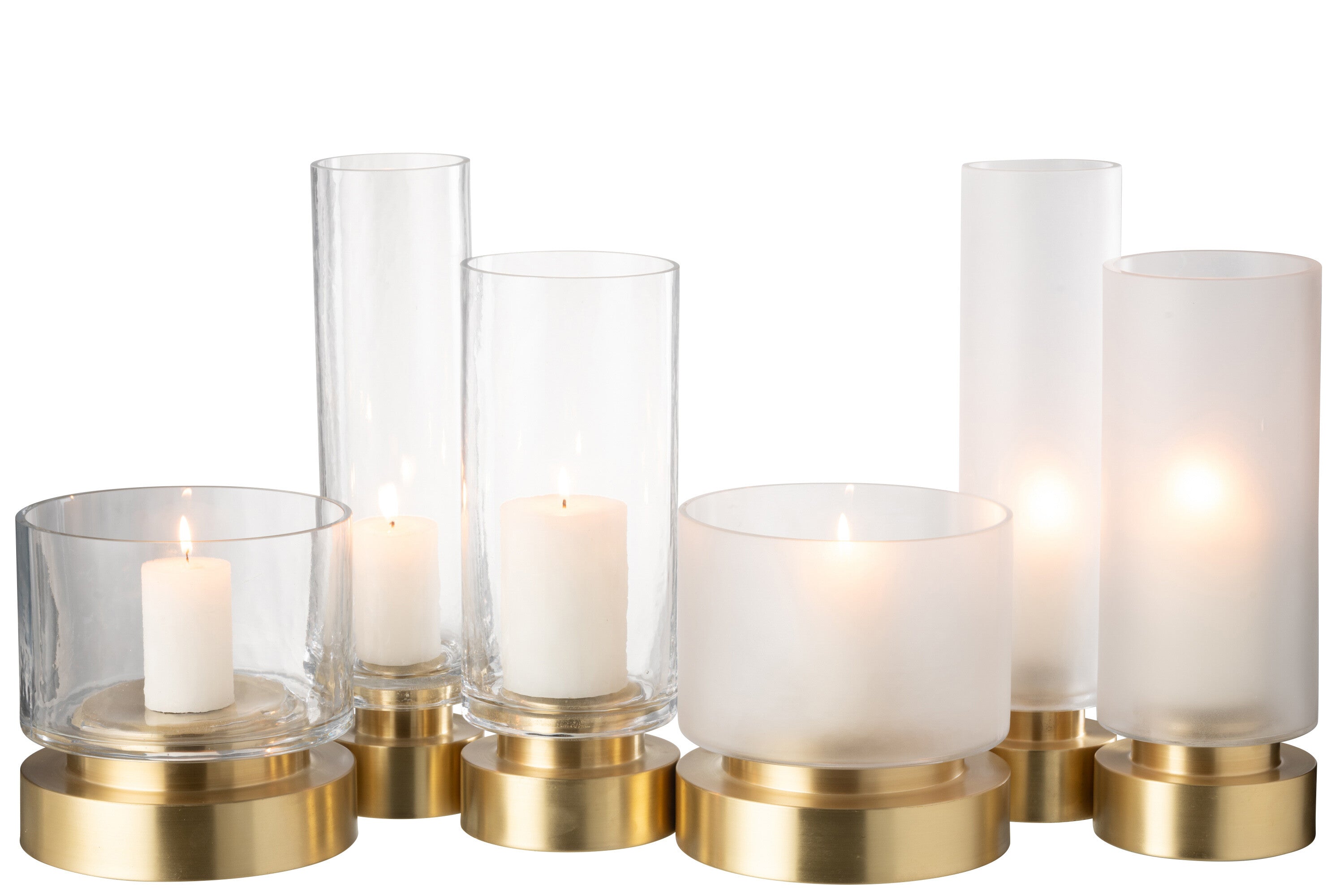 Kaarsenhouder/Vaas Pia Glas/Koper Transparant/Goud Groot Assortiment Van 2