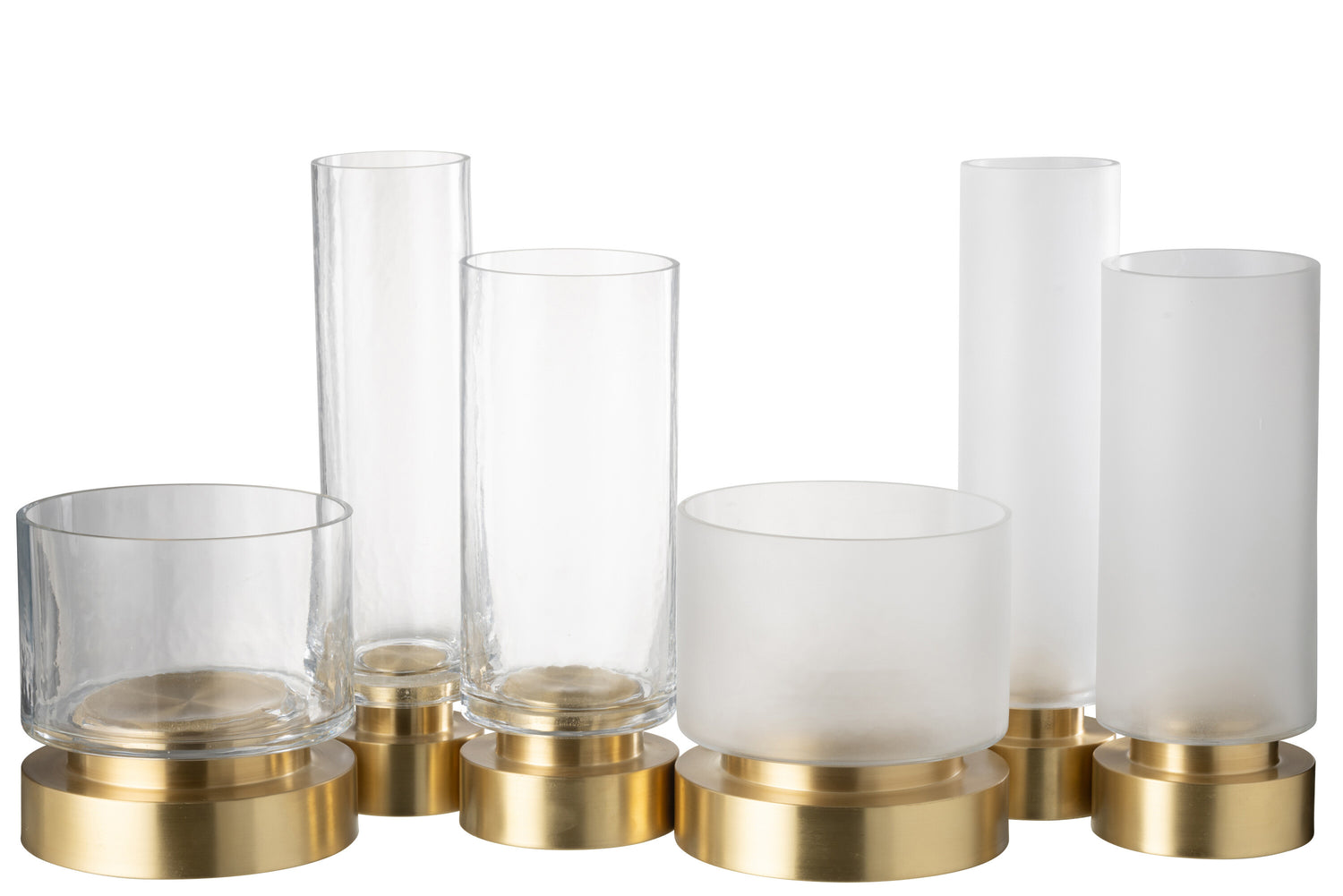 Kaarsenhouder/Vaas Pia Glas/Koper Transparant/Goud Groot Assortiment Van 2