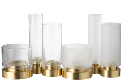 Kaarsenhouder/Vaas Pia Glas/Koper Transparant/Goud Groot Assortiment Van 2