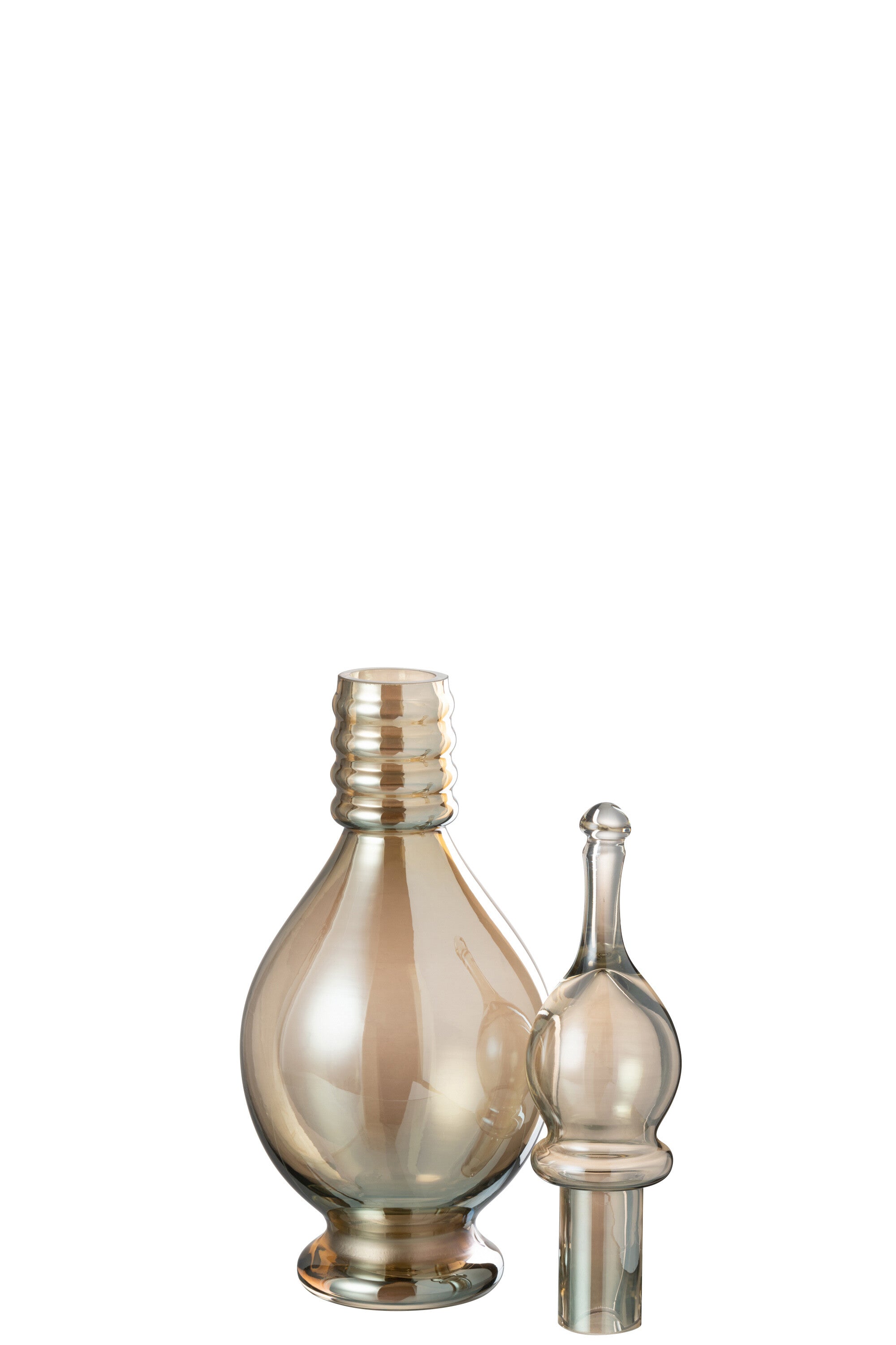 Vaas + dop Fles Deco Joe Glas Beige Medium