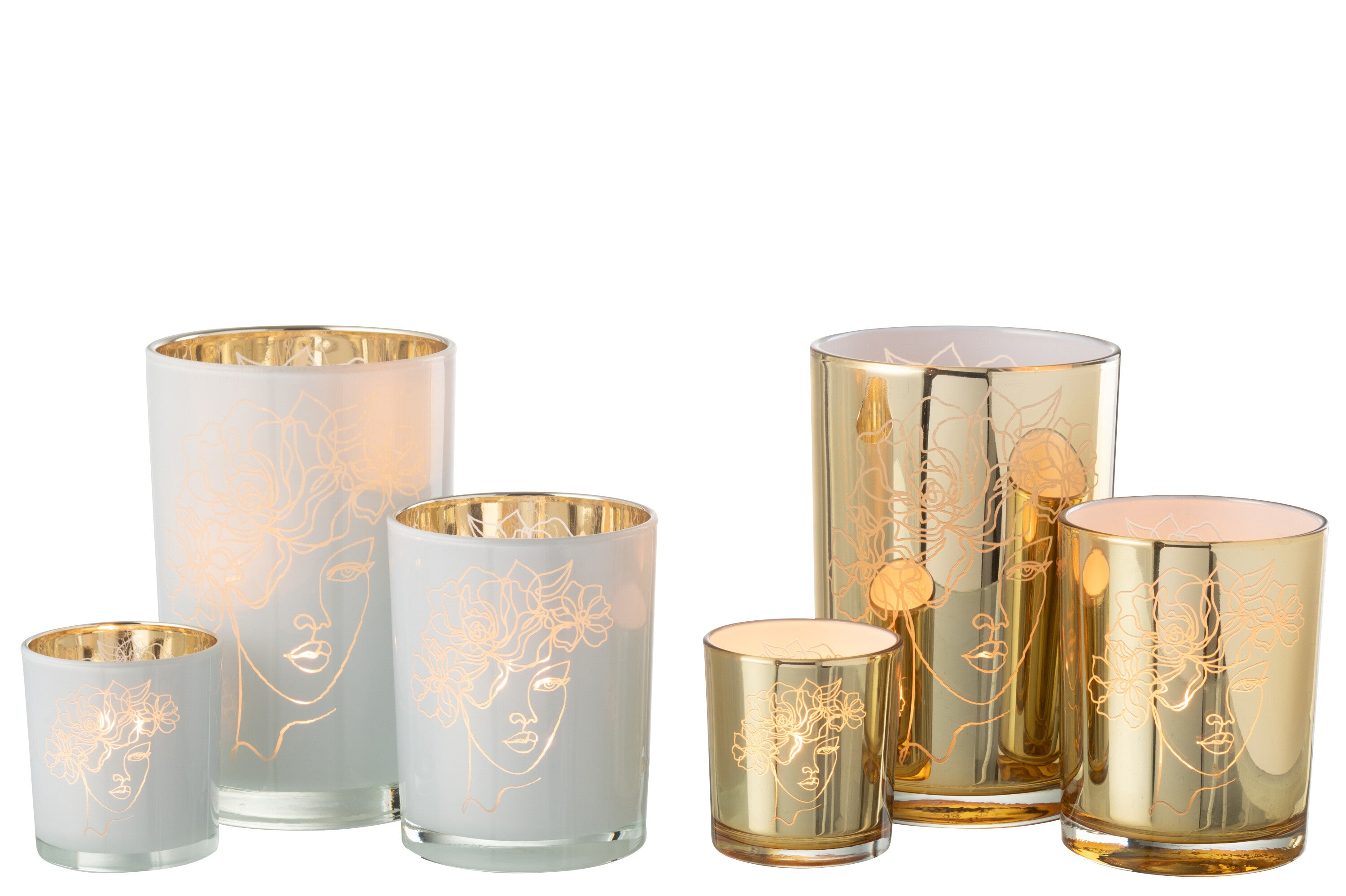 Orkaan Dame Haarbloemen Glas Wit/Goud Groot Assortiment Van 2