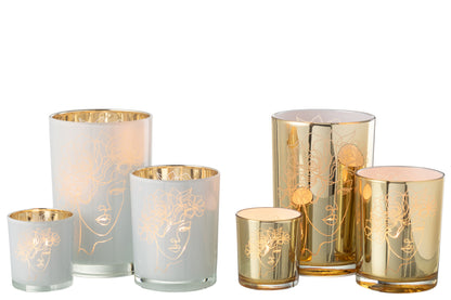 Orkaan Dame Haarbloemen Glas Wit/Goud Groot Assortiment Van 2