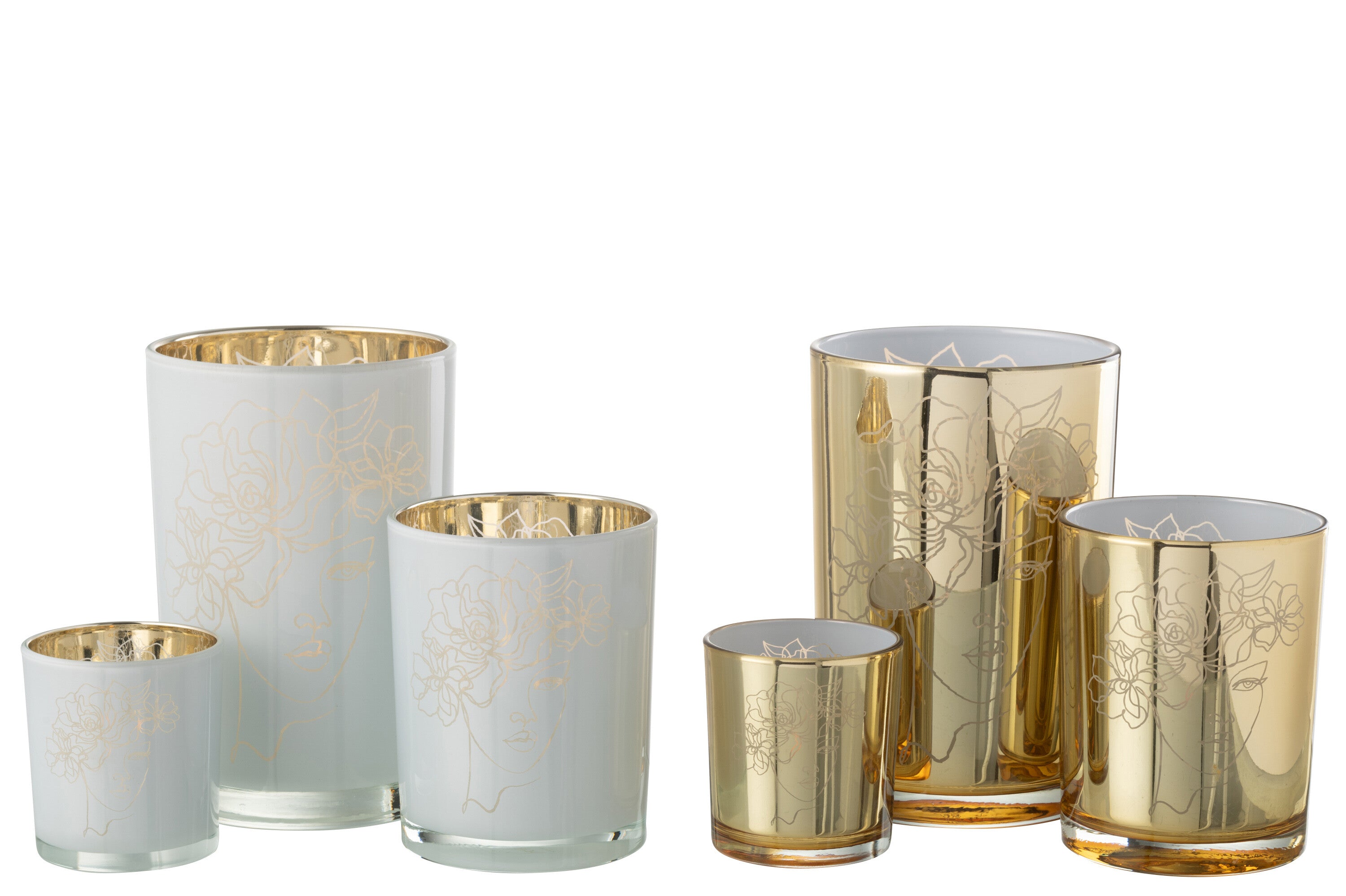 Orkaan Dame Haarbloemen Glas Wit/Goud Groot Assortiment Van 2