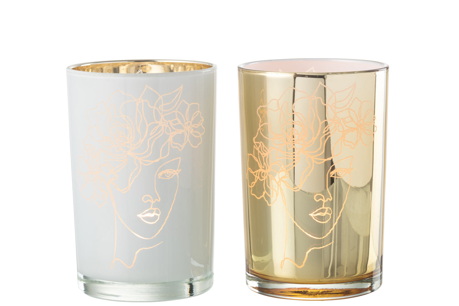 Orkaan Dame Haarbloemen Glas Wit/Goud Groot Assortiment Van 2