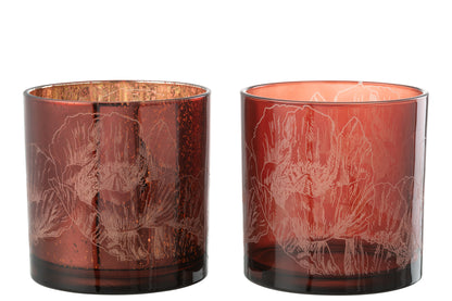 Hurricane Bloemen Glas Bordeaux/Antiek Bordeaux Groot Assortiment Van 2