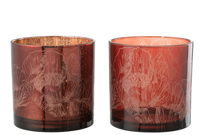 Hurricane Bloemen Glas Bordeaux/Antiek Bordeaux Groot Assortiment Van 2