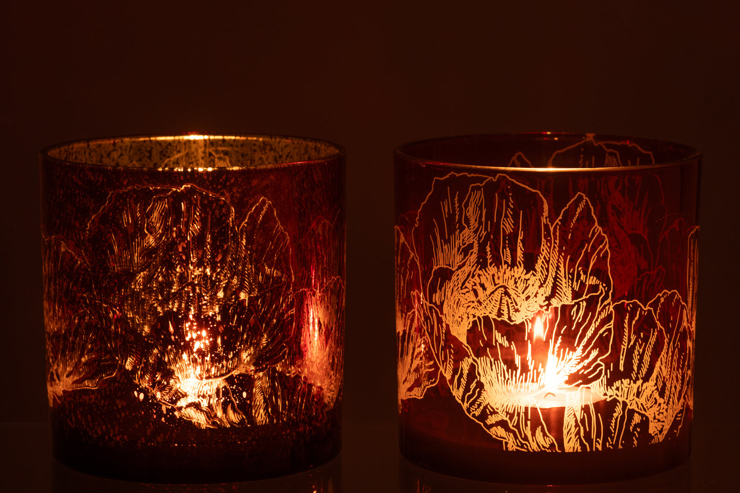 Hurricane Bloemen Glas Bordeaux/Antiek Bordeaux Groot Assortiment Van 2