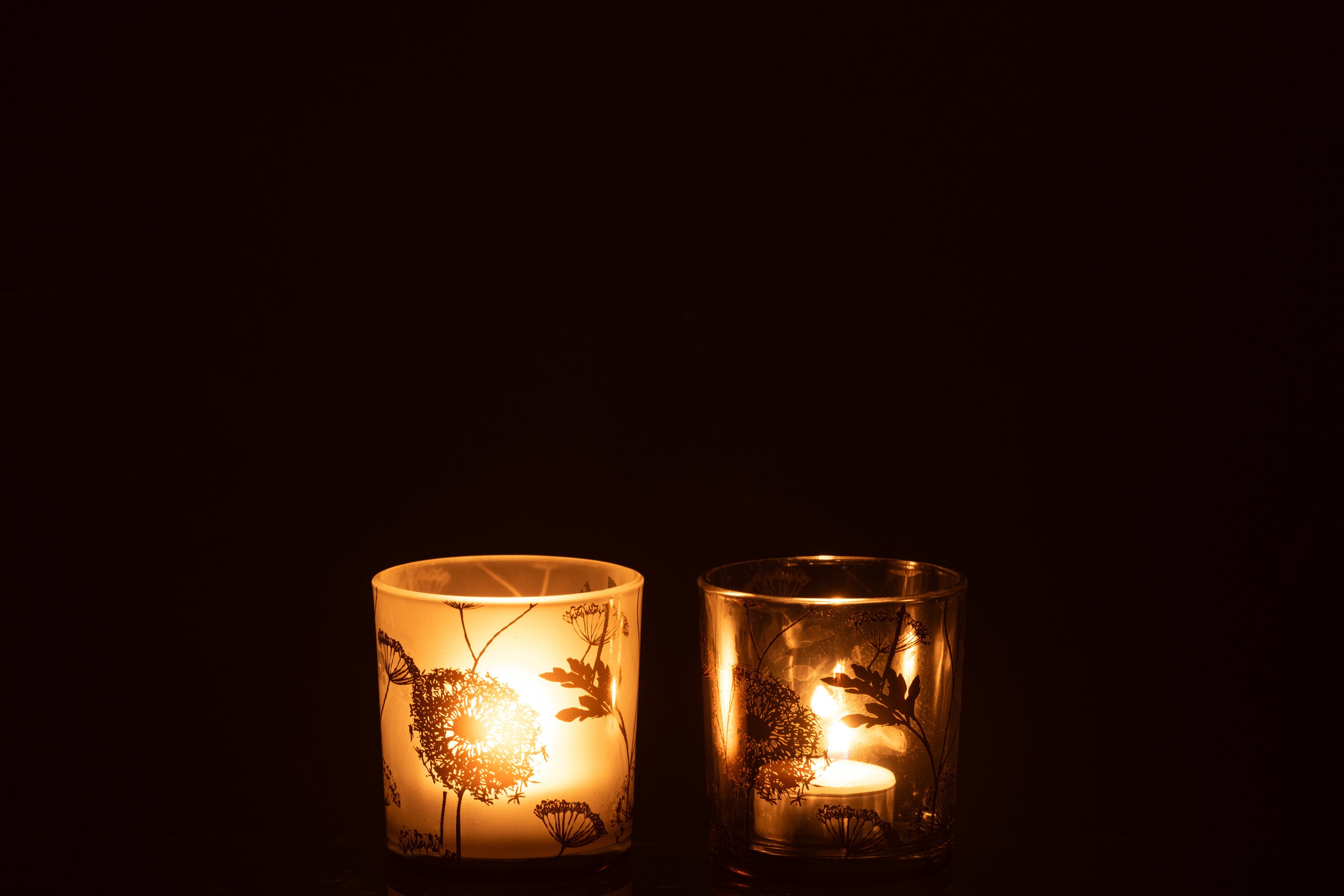 Theelichthouder Paardenbloem Glas Helder/Mat/Goud Klein Assortiment Van 2