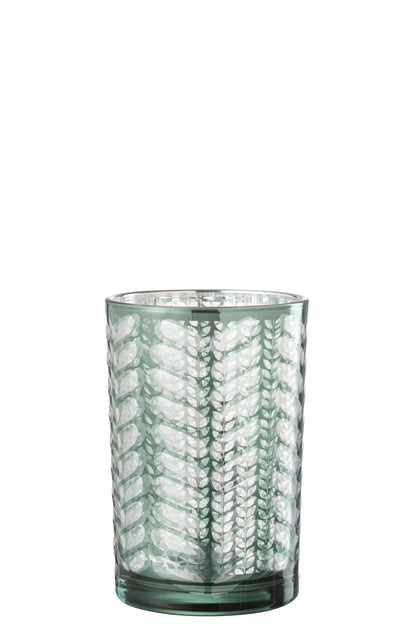 Orkaan Herringbone Glas Groen/Zilver Groot