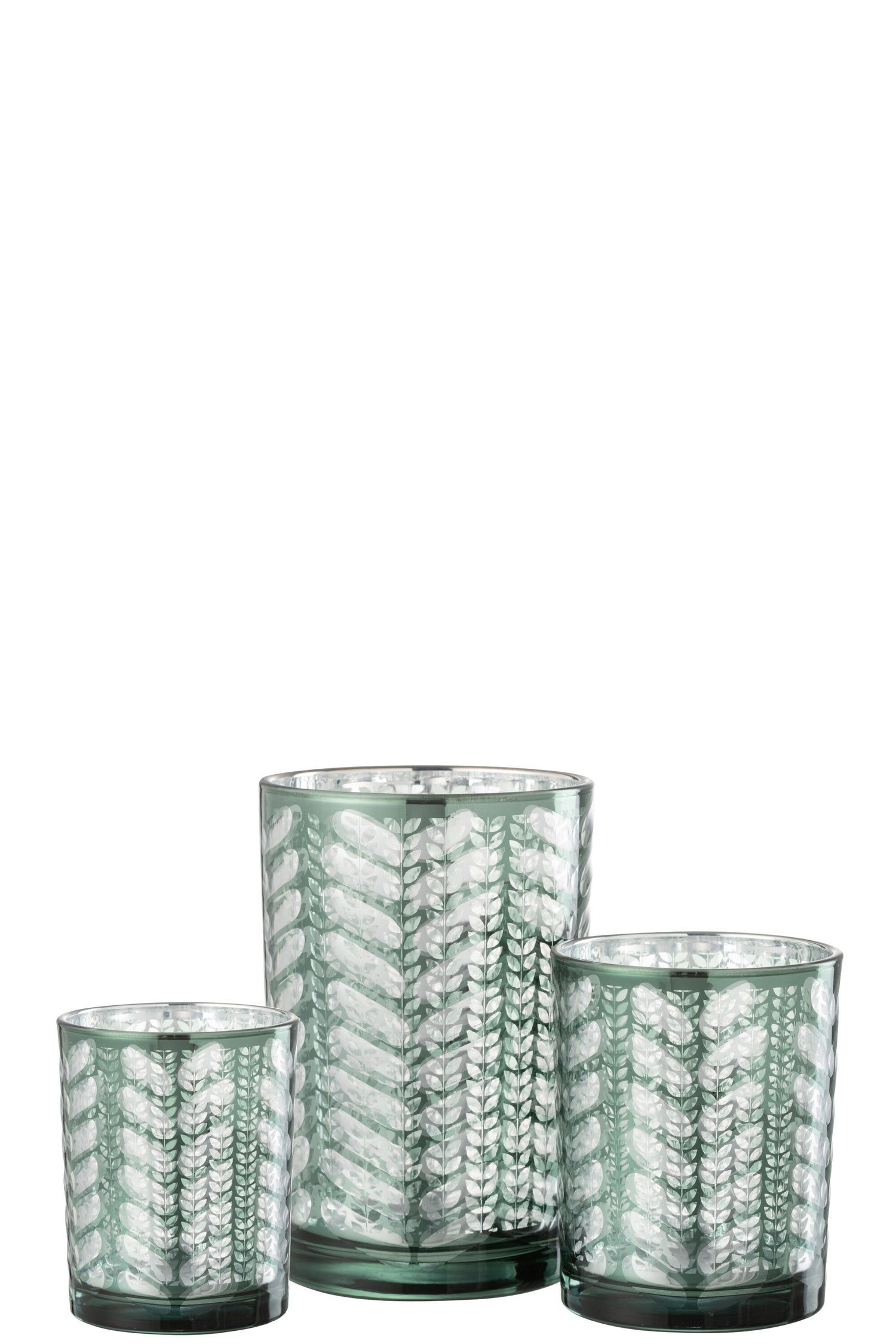 Orkaan Herringbone Glas Groen/Zilver Groot