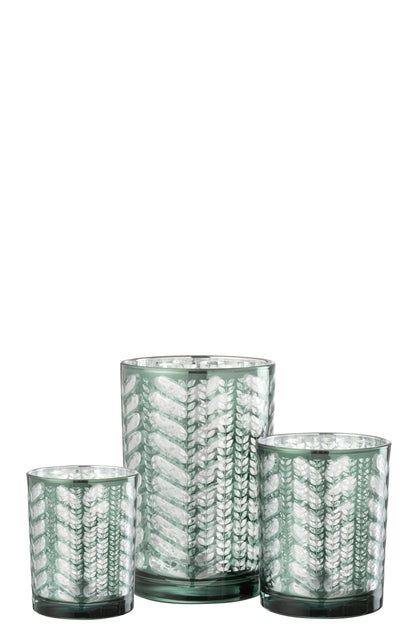 Orkaan Herringbone Glas Groen/Zilver Groot