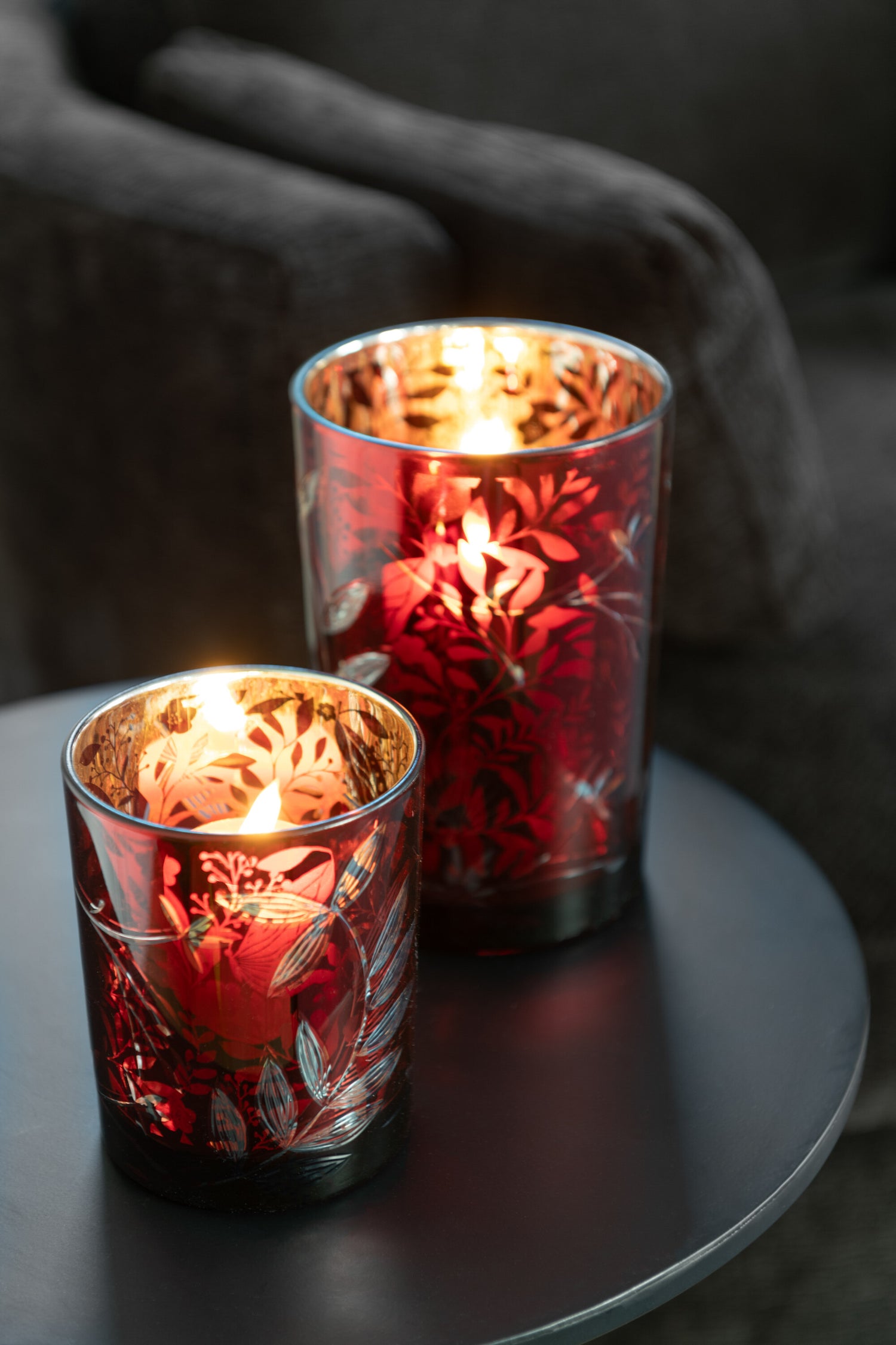 Orkaan Laat Glas Rood/Antiek Goud Medium