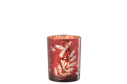 Orkaan Laat Glas Rood/Antiek Goud Medium