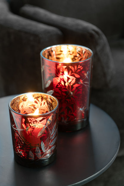 Orkaan Laat Glas Rood/Antiek Goud Groot