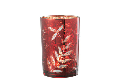 Orkaan Laat Glas Rood/Antiek Goud Groot