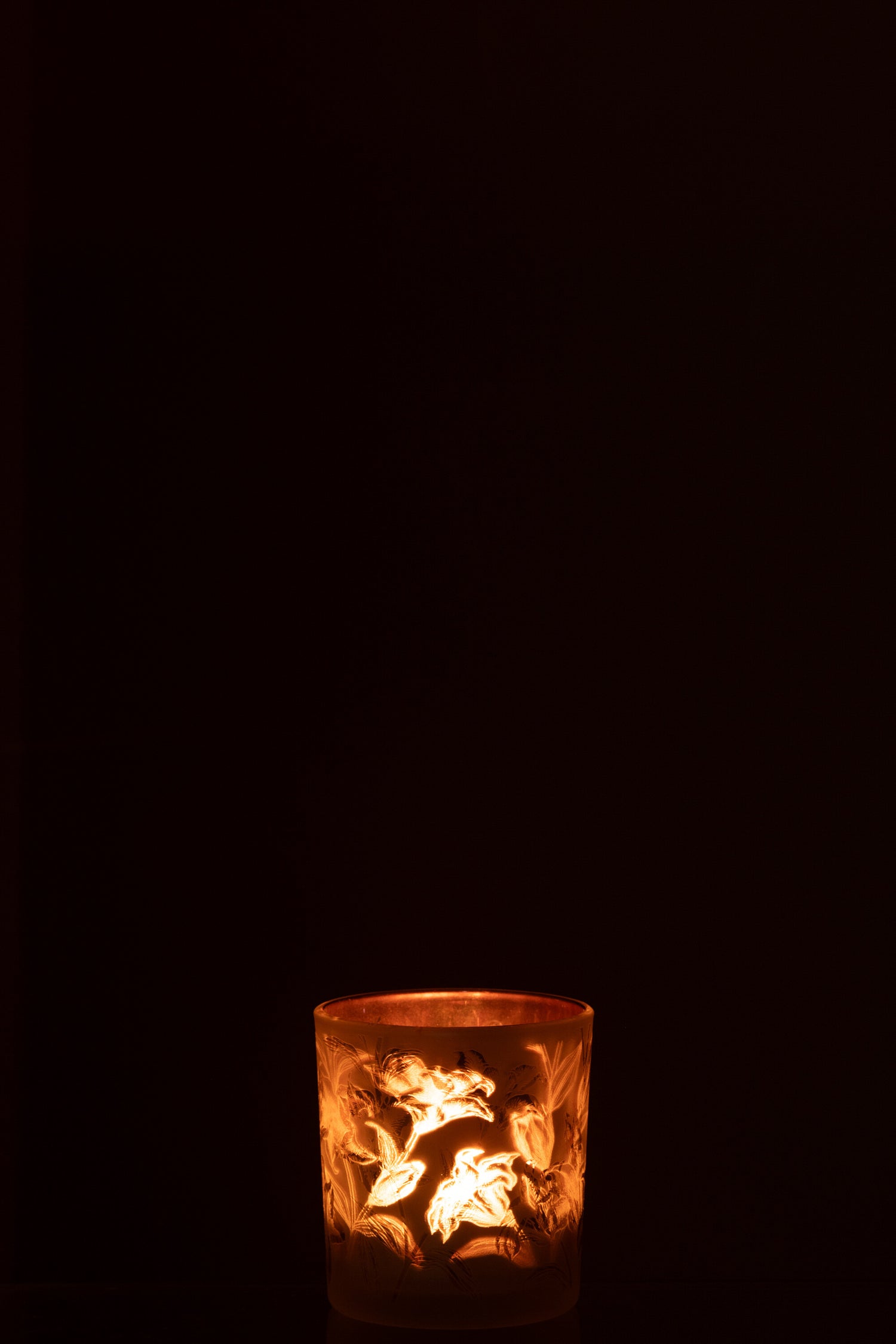 Theelichthouder Bloemen Glas Mat Wit/Rood/Goud Klein
