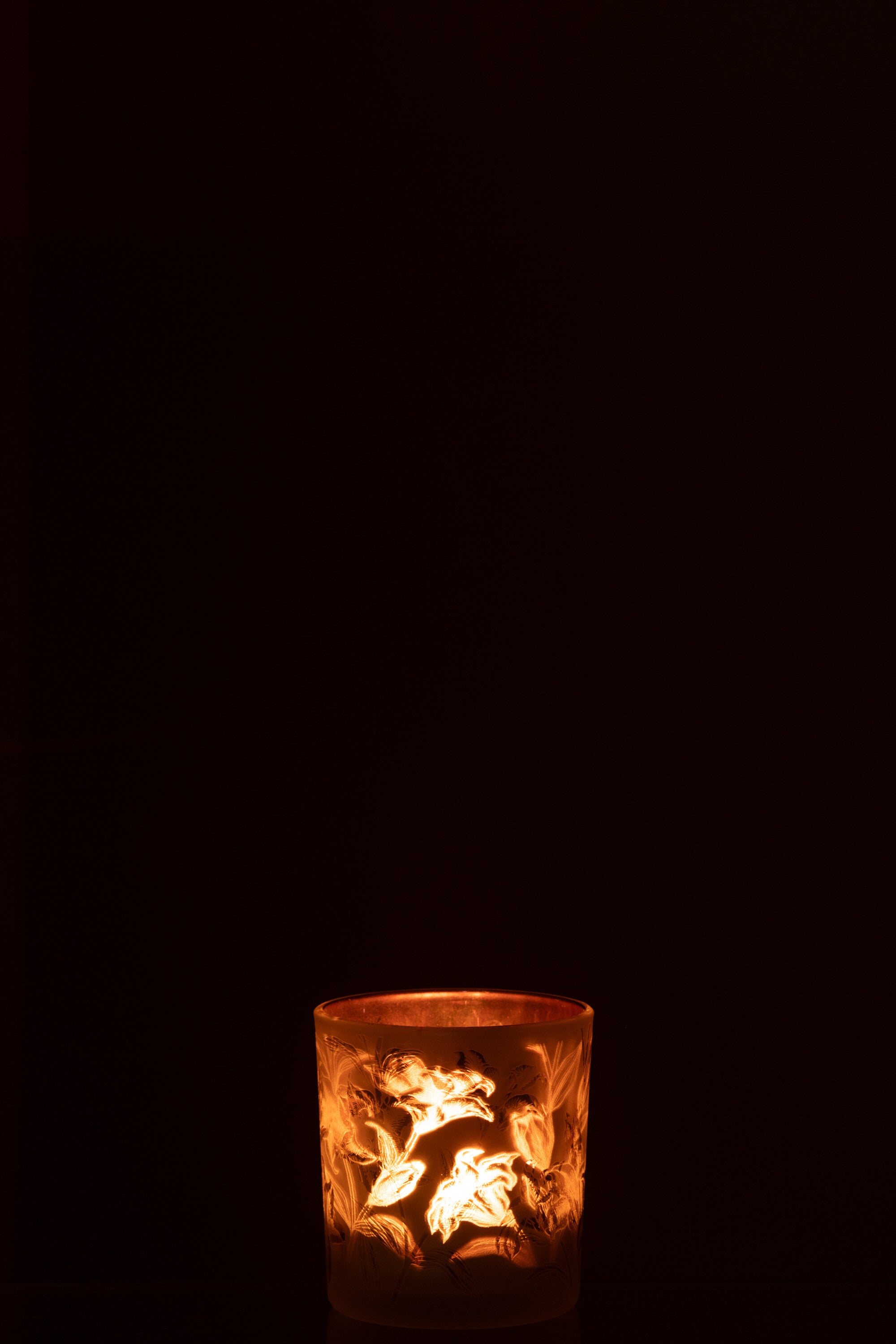 Theelichthouder Bloemen Glas Mat Wit/Rood/Goud Klein