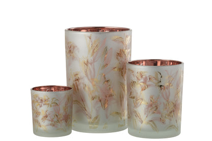 Orkaanbloemen Glasmat Wit/Rood/Goud Groot