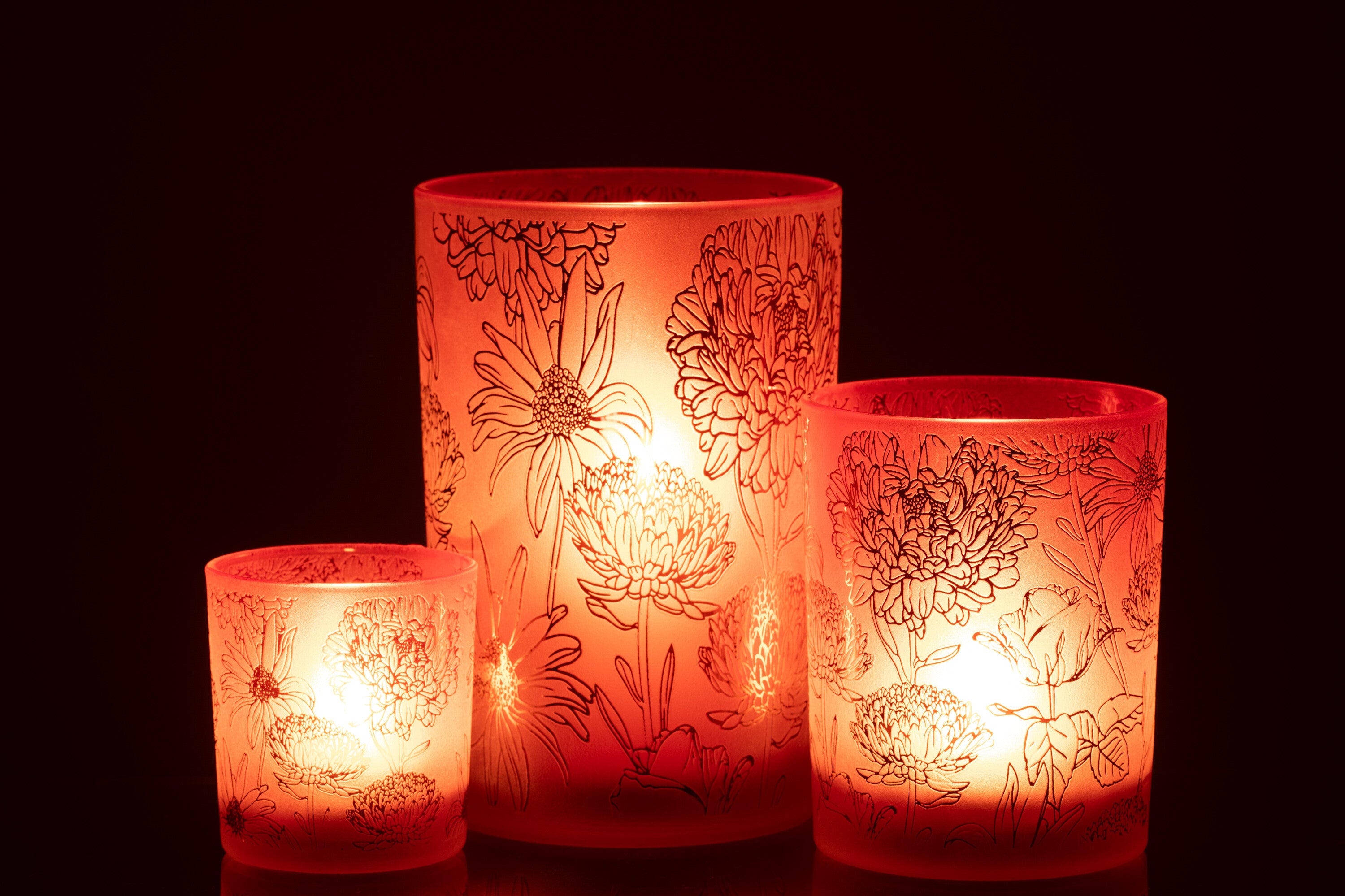 Orkaanbloemen Glasmat Rood/Goud Groot