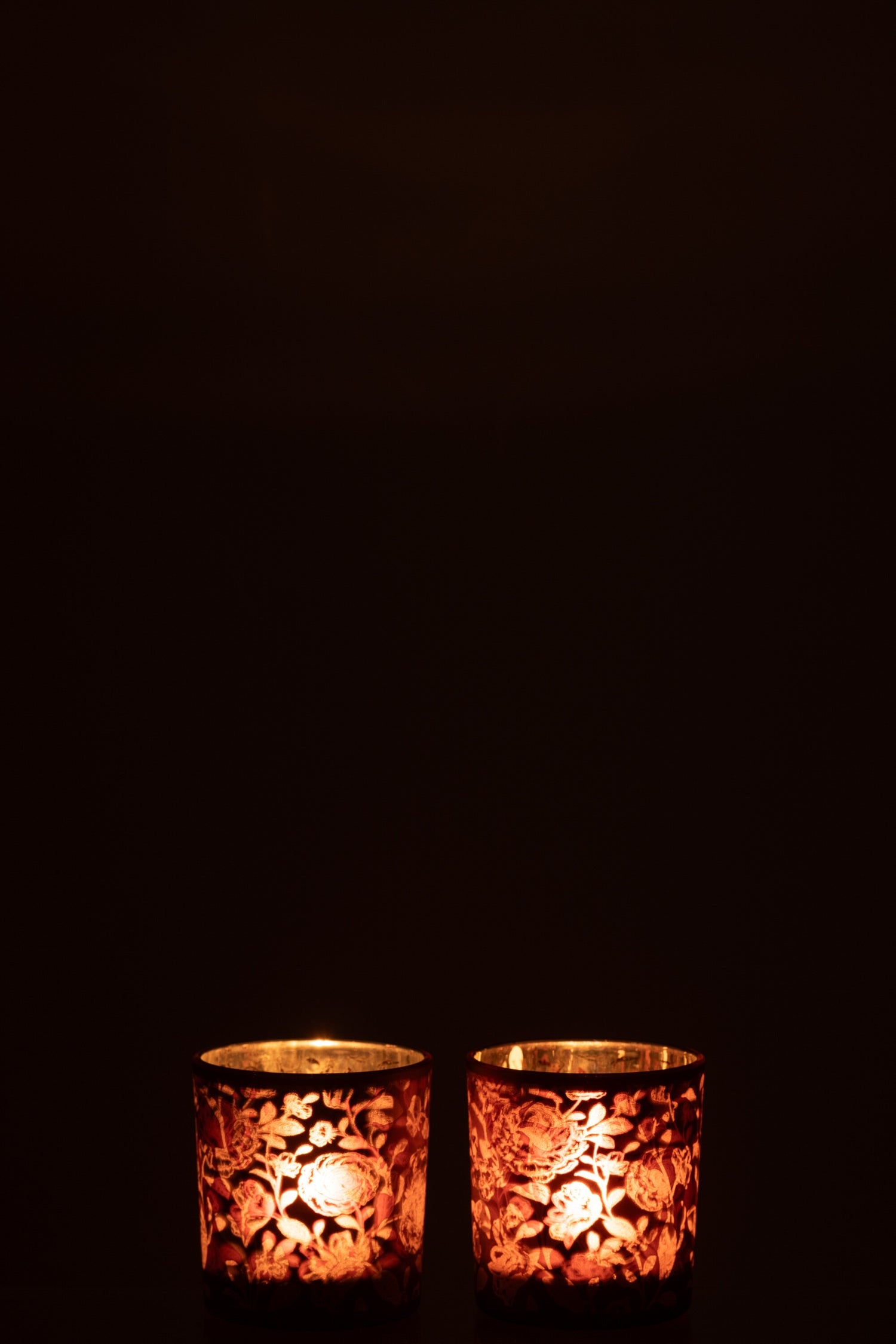 Theelichthouder Bloemen Glas Mat Paars Mix/Zilver Klein Assortiment Van 2