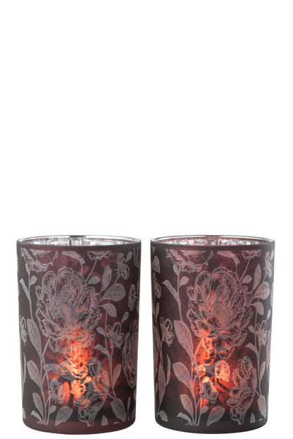 Orkaanbloemen Glasmat Paars Mix/Zilver Groot Assortiment Van 2