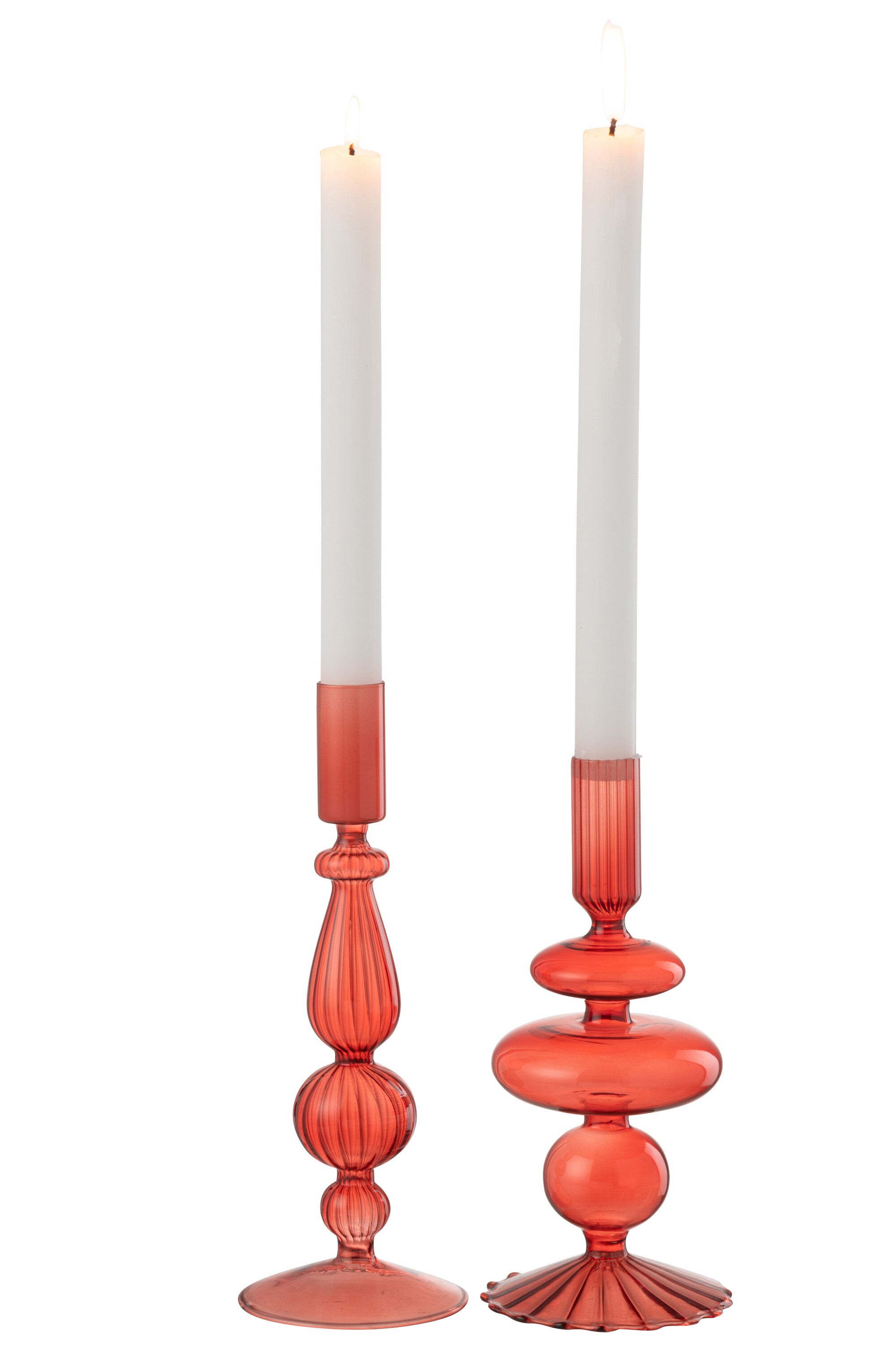 Kaarsenhouder Bollen Mix Glas Rood