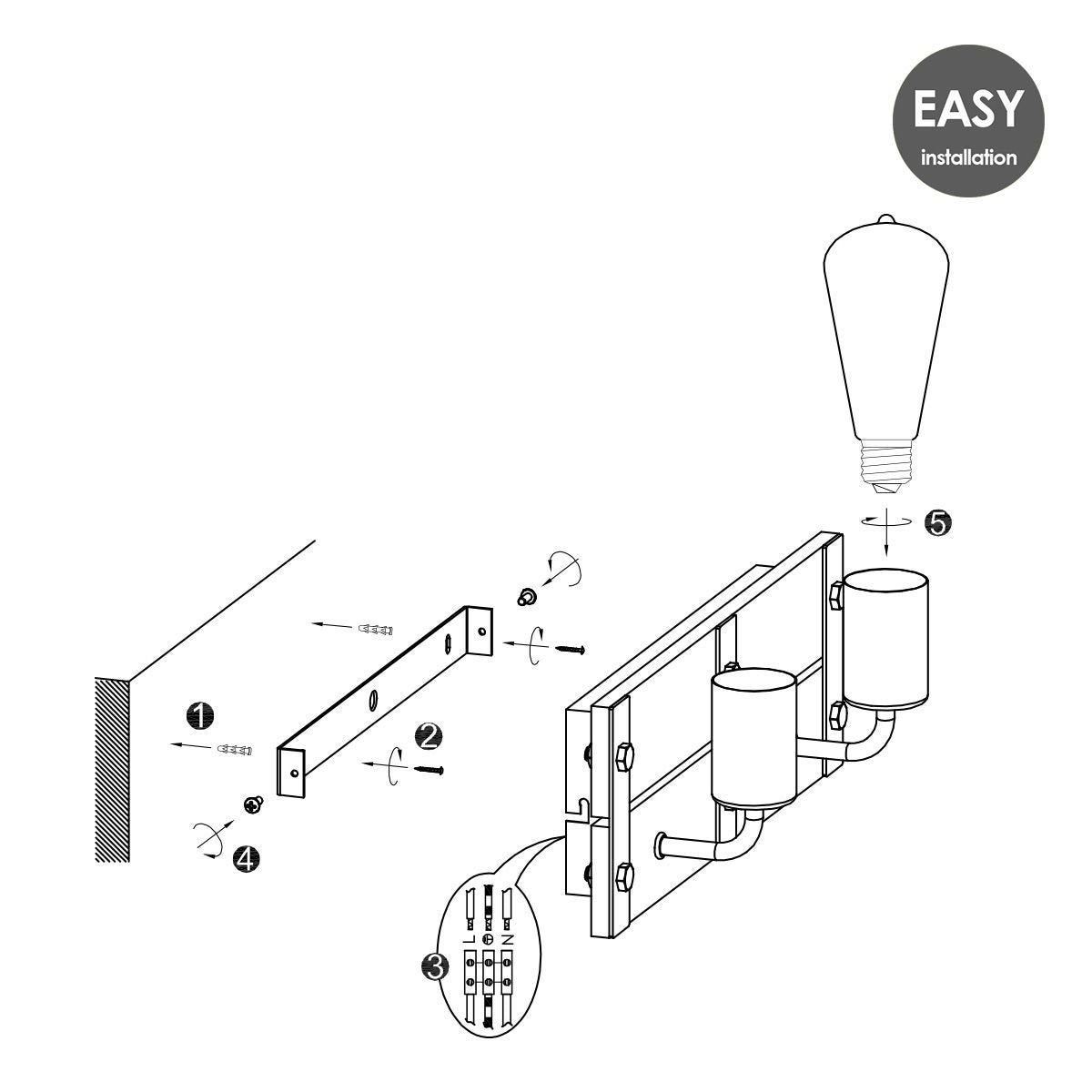 Industri?le Wandlamp Denton | 35/11/13cm | Antraciet