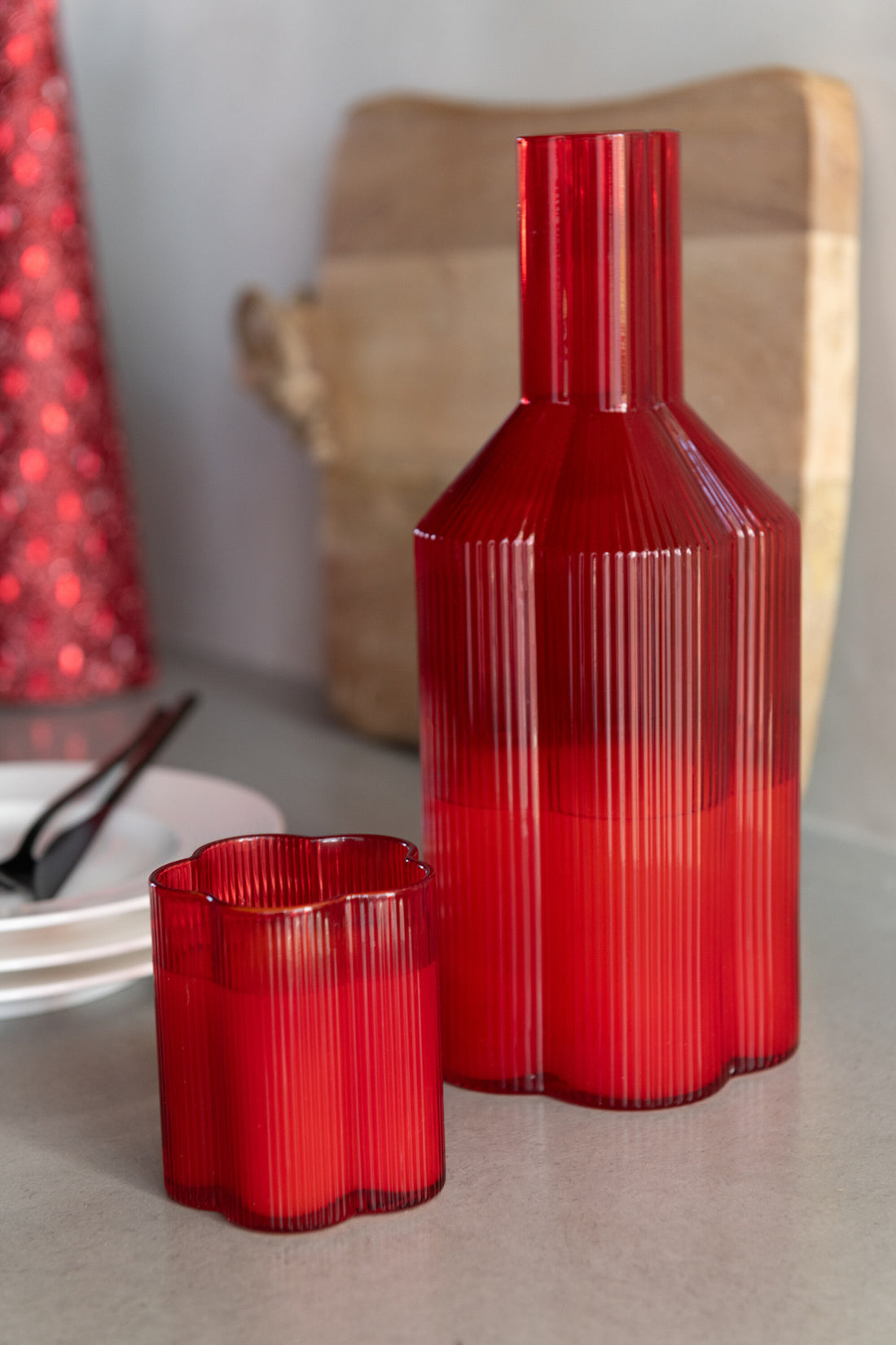 J-Line Drinkglas Fiore Glas Rood