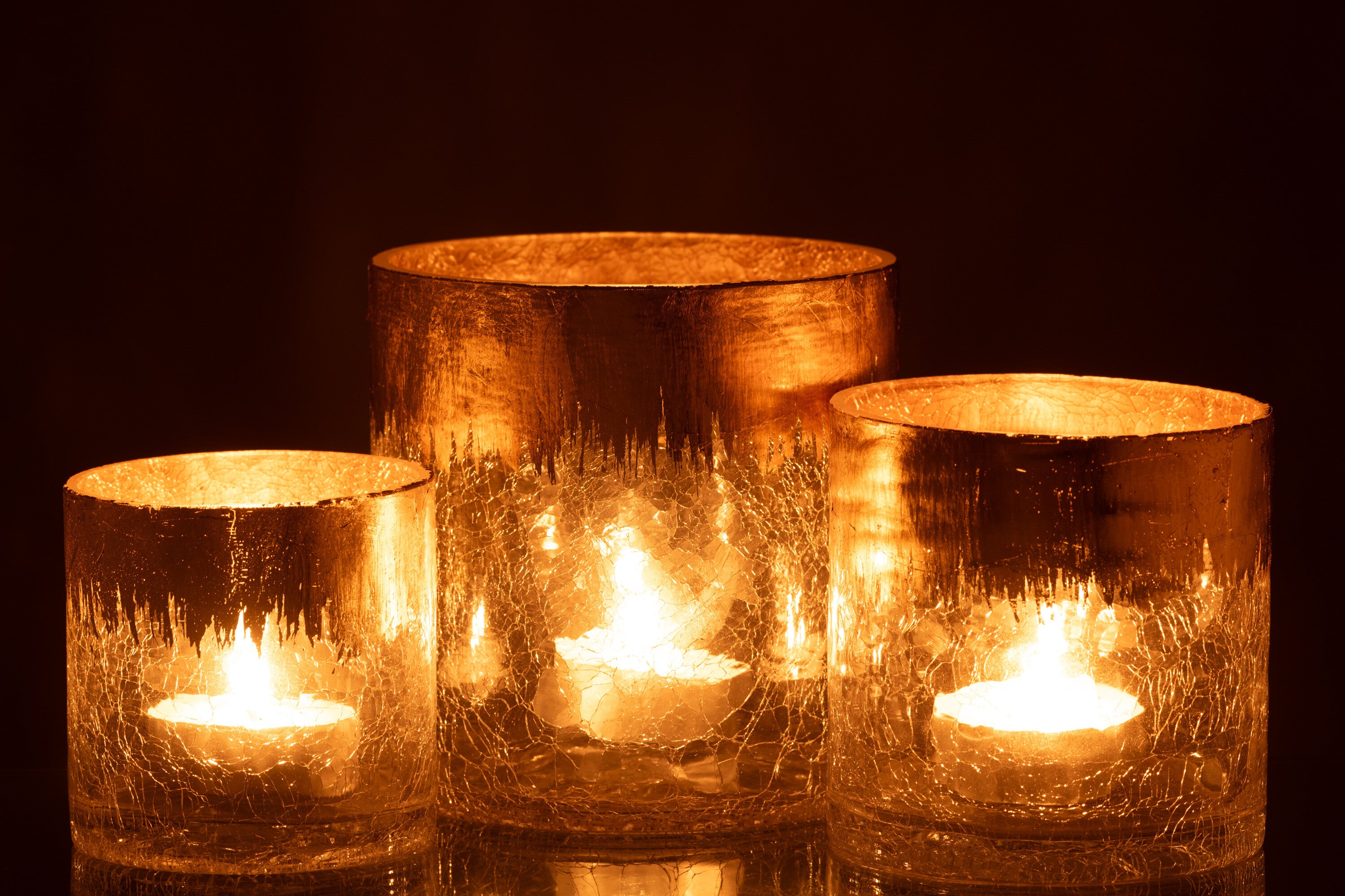 Orkaan Crackle Glas Transparant Goud Groot