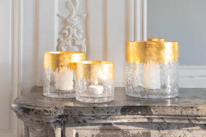 Orkaan Crackle Glas Transparant Goud Groot