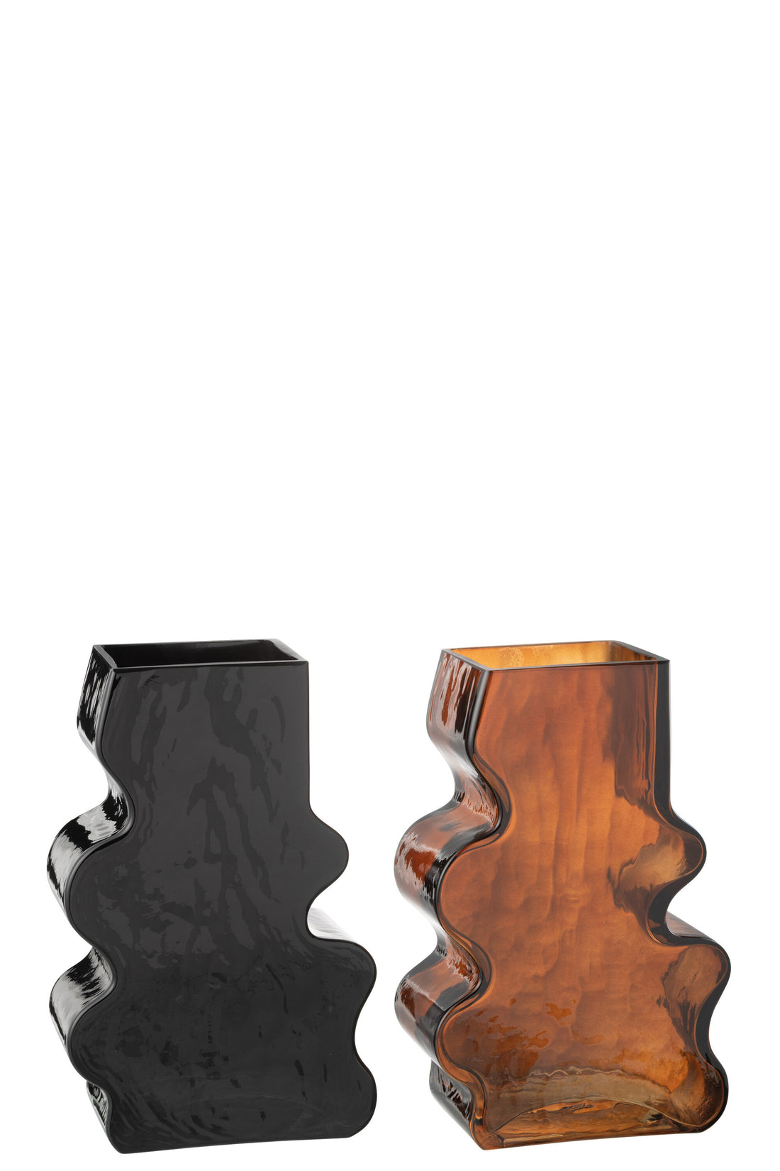 Vaas Onregelmatig Glas Kameel/Donkerbruin Groot Assortiment Van 2