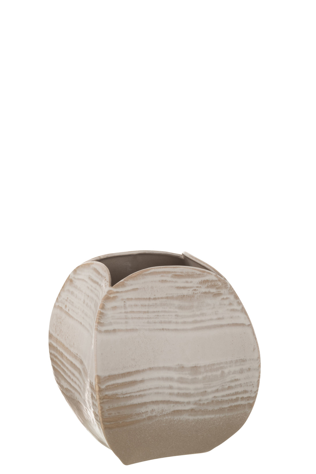 Vaas Abstract Vierkant Klei Beige Groot