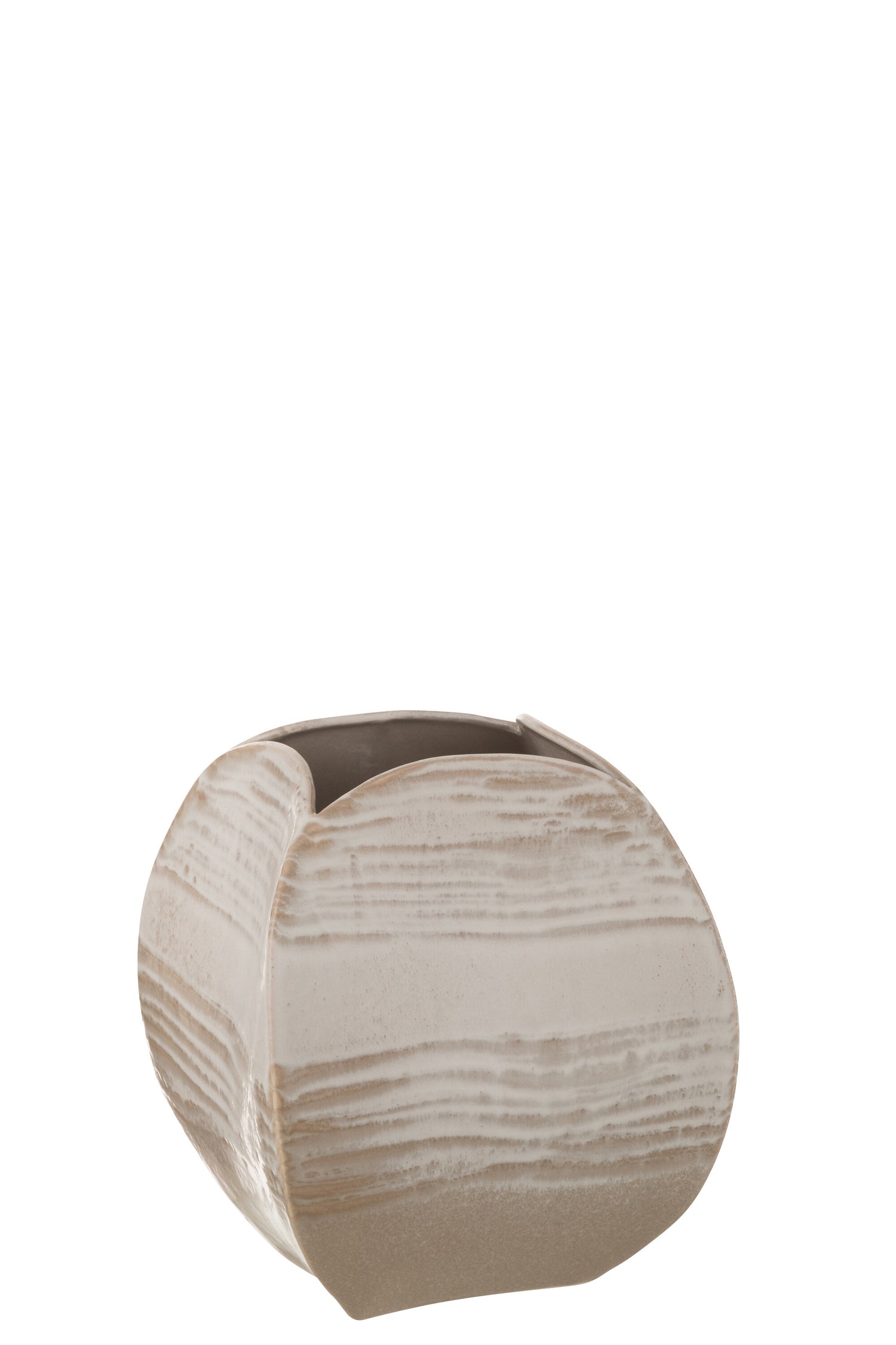 Vaas Abstract Vierkant Klei Beige Groot