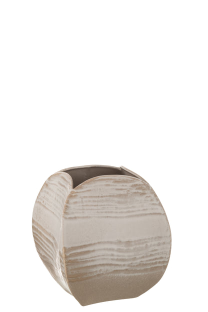 Vaas Abstract Vierkant Klei Beige Groot