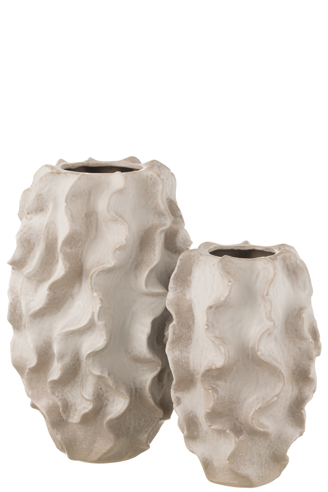 Vaas Abstracte Golven Klei Beige Groot