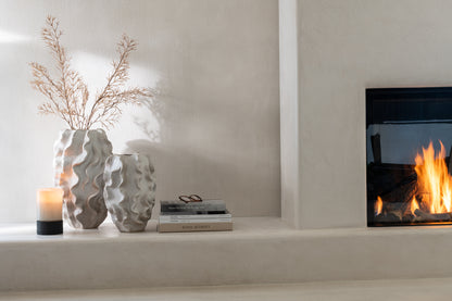Vaas Abstracte Golven Klei Beige Groot