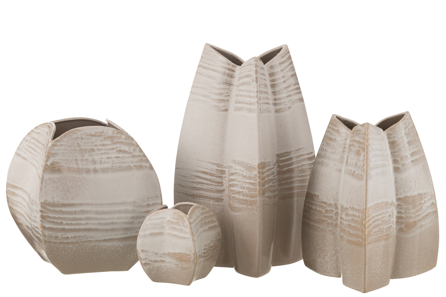 Vaas Abstract Driepoot Klei Beige Groot