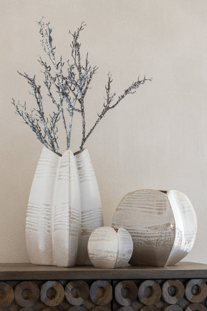 Vaas Abstract Driepoot Klei Beige Groot