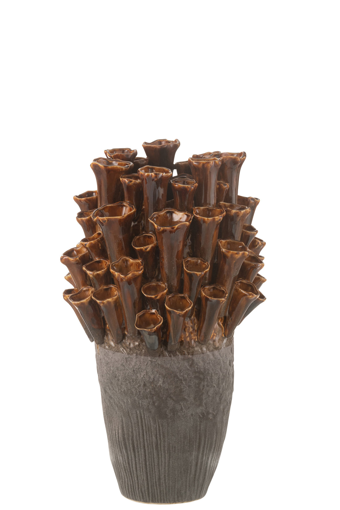 Vaas Anemoon Porselein Bruin/Grijs Groot