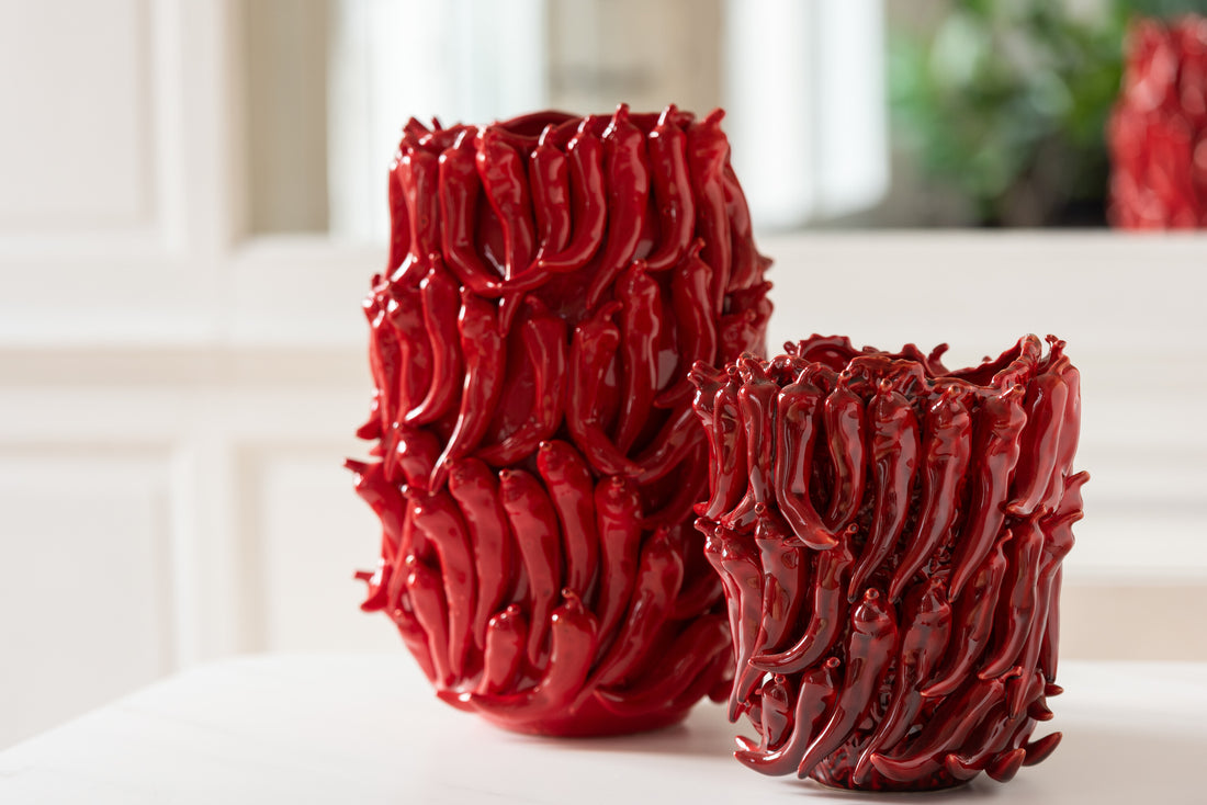 Vaas Pepers Porselein Rood Groot