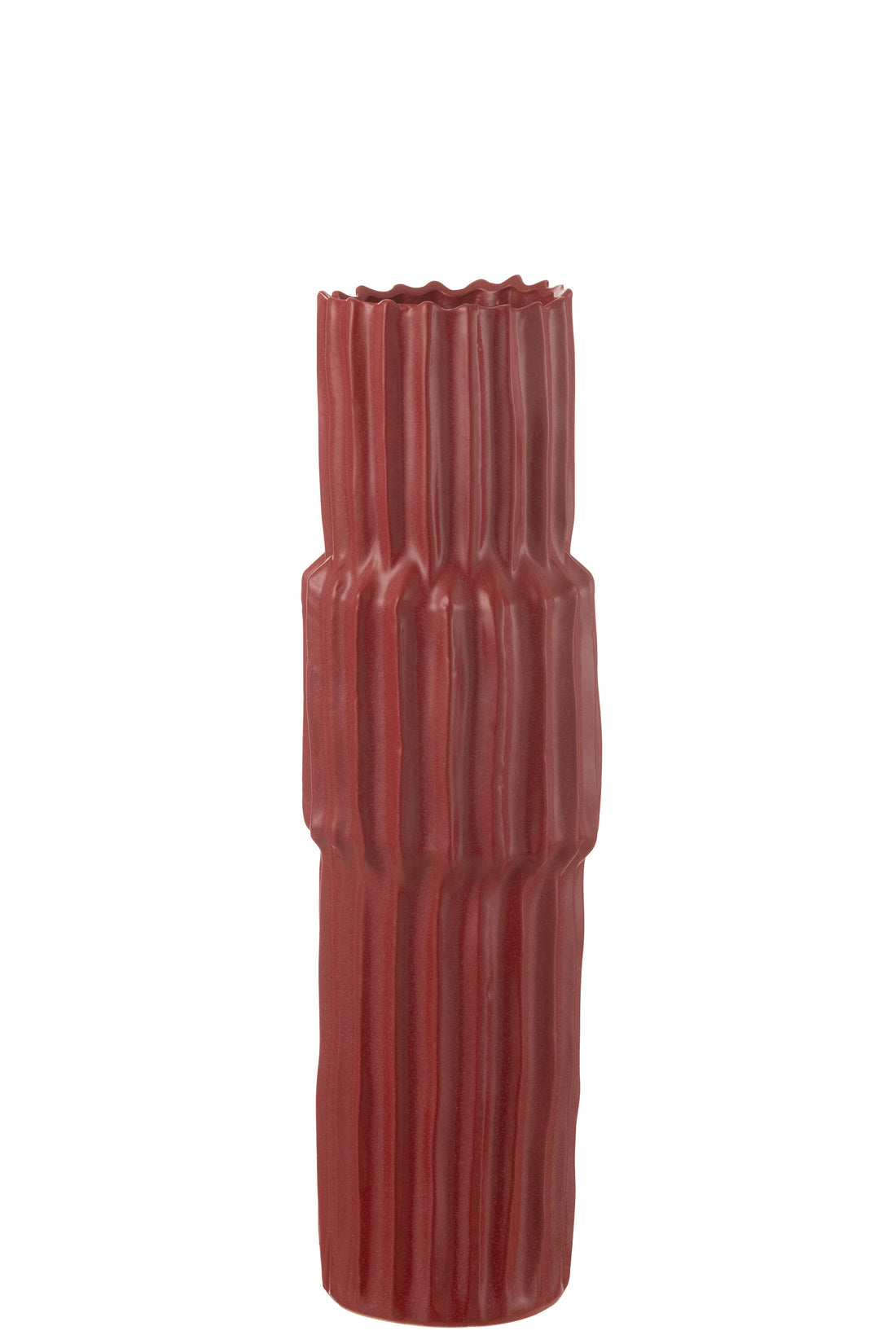 Vaas Geribbeld Porselein Rood Klein