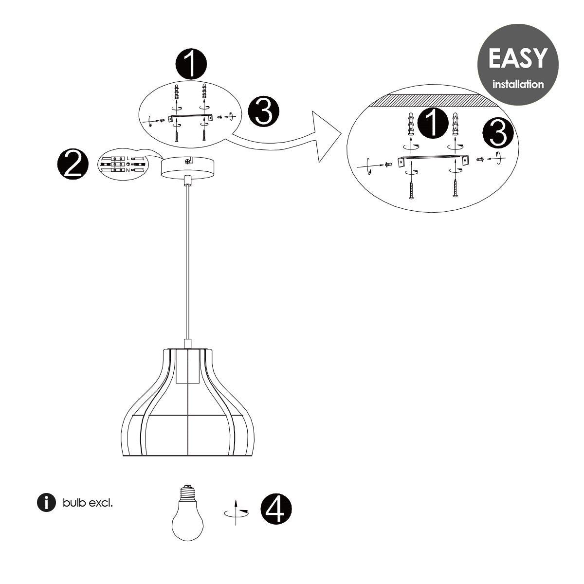 Hanglamp Blank - Zwart - 25x25x127cm