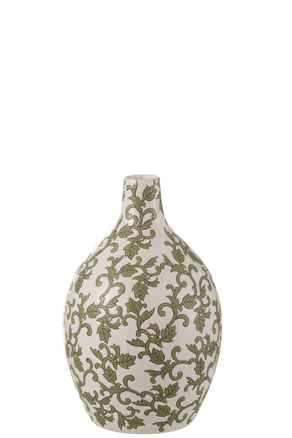 Vaas Yezi rond porselein groen/wit