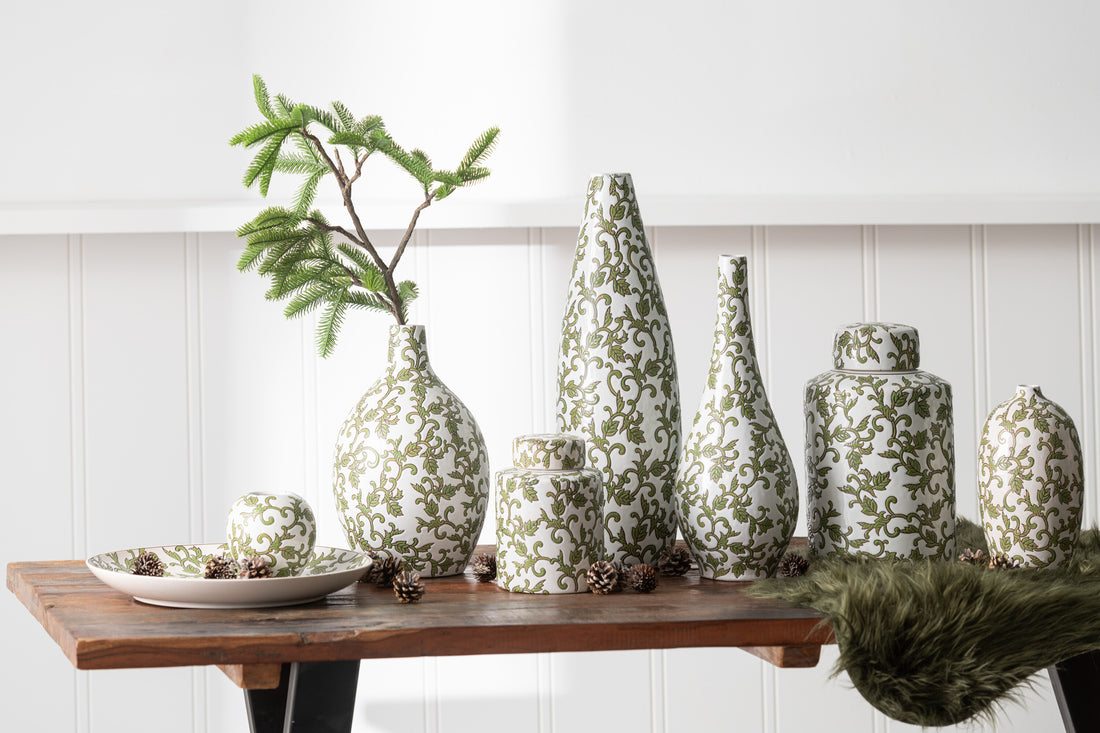Pot Decoratief Yezi Porselein Groen/Wit Klein