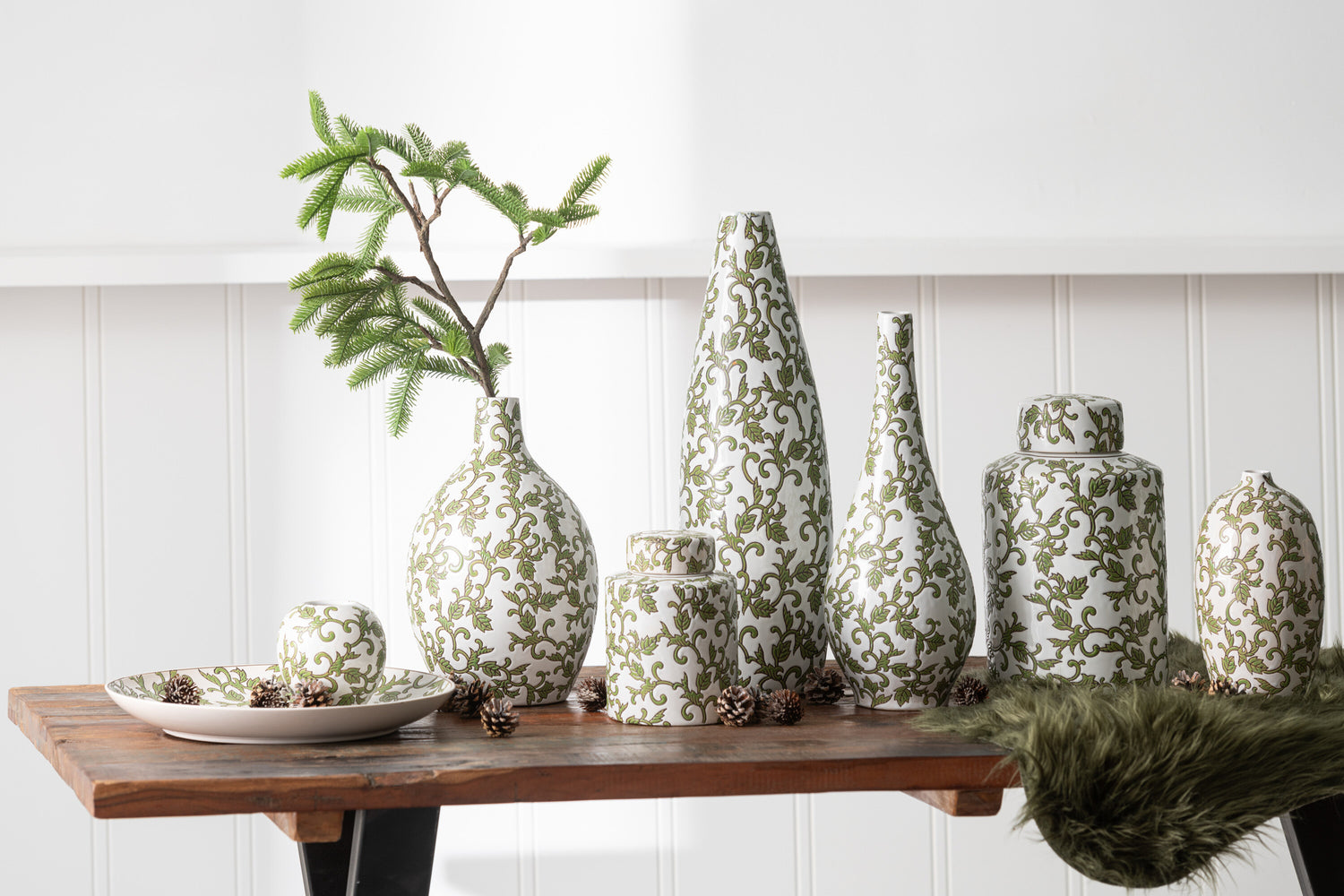 Pot Decoratief Yezi Porselein Groen/Wit Klein